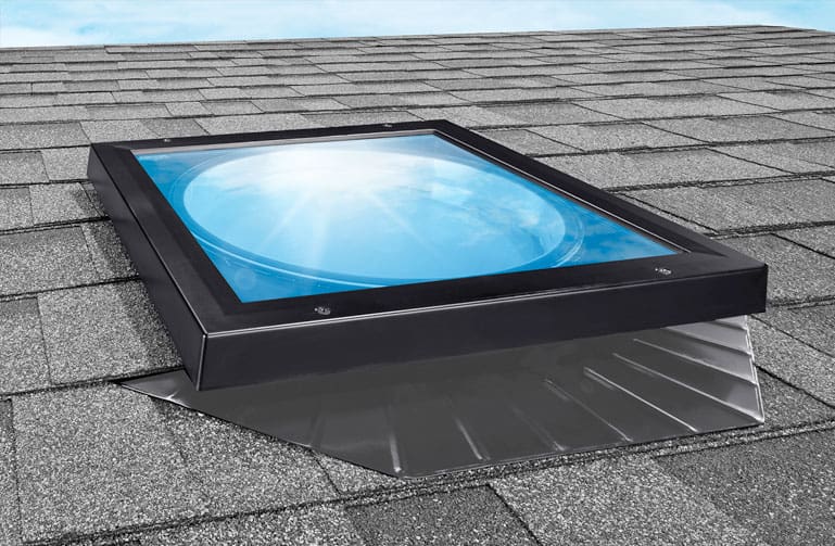 Solatube skylight on a low profile shingle roof