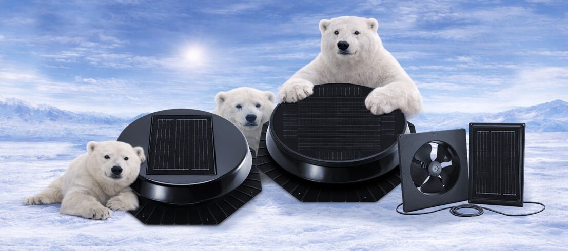 Graphic of Polar Bears holding Solatube attic fans