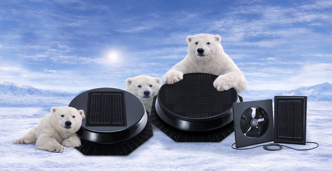 Graphic of Polar Bears holding Solatube attic fans